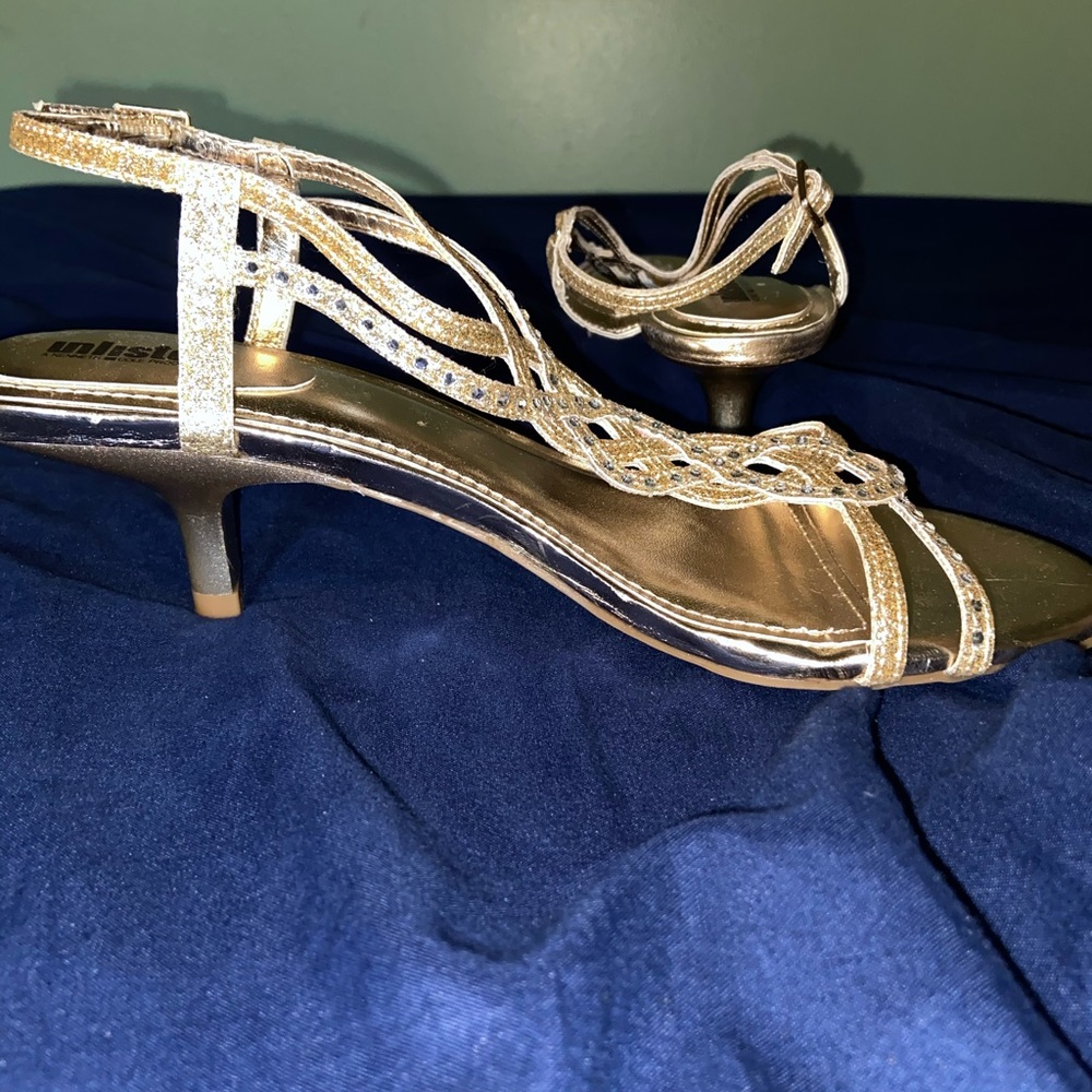 Sparkly gold heeled sandals